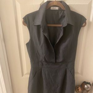 Calvin Klein grey-black collard dress. Size 8